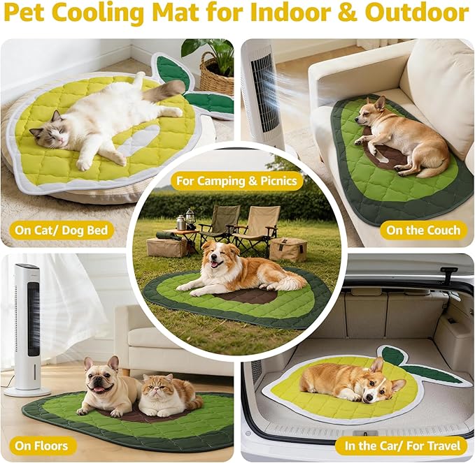 LOOBANI Dog Cooling Mat 28"x40"- Cute Lemon Design Cooling Mat for Dogs (Cool & Warm Side), Waterproof Self-Cooling Mat for Crate, Floor, Car for Small Dogs, Cats, Pet, Yellow 28"x40"