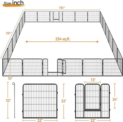 Yaheetech Dog Playpen Indoor, Extra Wide Outdoor Dog Fence Foldable Pet Puppy Exercise Pen for Yard/Garden/RV Camping, 24 Panels 32 Inch Height x 32 Inch Width