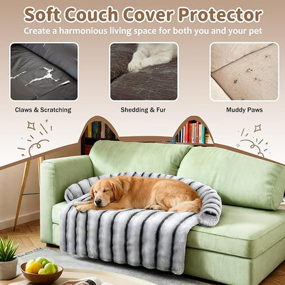 WATANIYA PET Large Dog Couch Bed, Fluffy Washable Couch Protector for Dogs with Removable Cover, Non-Slip Dog Sofa Bed, 41x37 Inch, Grey