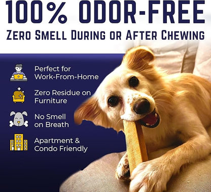 Devil Dog Pet Co - Yak Cheese Dog Chews Medium 4 Pack for Aggressive Chewers - Odor-Free Long Lasting Himalayan Treats, Small Breeds 10-30 lbs, 4-Ingredient Natural Dental Enrichment & Anxiety Relief