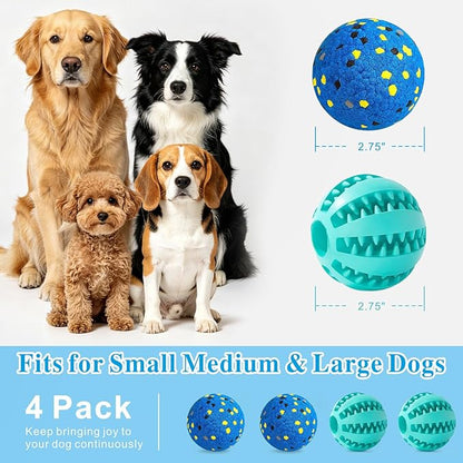 Idepet Dog Toy Ball Tennis Balls for Aggressive Chewers,Nontoxic Bite Resistant Toys ETPU High-Bounce Floating Fetch Toys for Teething for Small Medium Dogs (Blue&Blue, 4 Balls-2.75in)