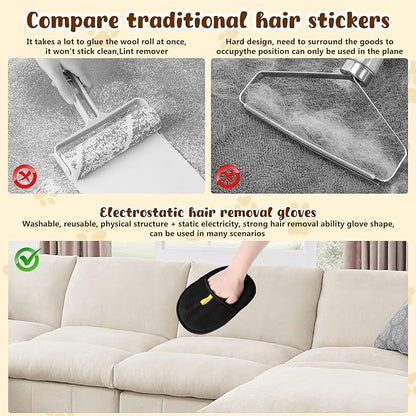 YIVANNUO Pet Hair Removal Glove for Cats & Dogs, 2025 Newly Upgraded Electrostatic Pet Hair Gloves, Reusable Pet Hair Remover Tool for Clothing, Couch, Carpet, Curtain