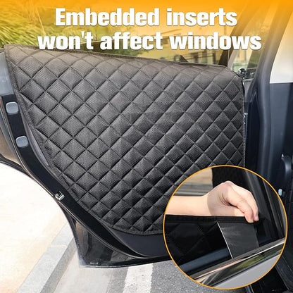 Dog Seat Cover for Tesla Model 3 & Y - Waterproof Back Seat Hammock with Mesh Window & 2 Door Protectors - Scratch & Mud Protection