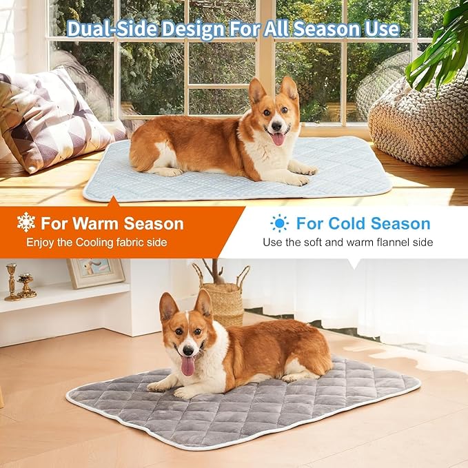 Dog Cooling Mat,Cooling Mat for Dogs, 27.5"x19.6" Cats Cooler Pad, Premium Pets Cool Bed for Crate Kennel, Indoor Cats Cool Sleeping Bed, Q-MAX >0.45, M - 27.5 x 19.6 Inch