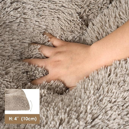EHEYCIGA Fluffy Dog Crate Bed for Extra Large Dogs, Plush Faux Fur Crate Pad, Calming Anti Anxiety XL Dog Bed, Washable Soft Warm Crate Mat with Non-Slip Bottom, Taupe