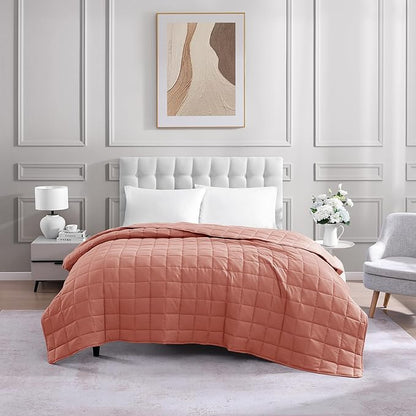 Casa Platino Quilted Blanket Full Size - Pre Washed - Soft & Lightweight- All Season Full Blanket - Premium Microfiber Down Alternative Bed Blankets - Rose Dawn