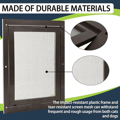 TonGass 7.9" x 9.9" Pet Screen Door Flap Compatible with Doggy Fits Dogs & Cats Under 30 Lbs, Small Dog Doors Flaps, Cat Screen Window Door Flap for Exterior Porch Screen and Window Screen - Brown