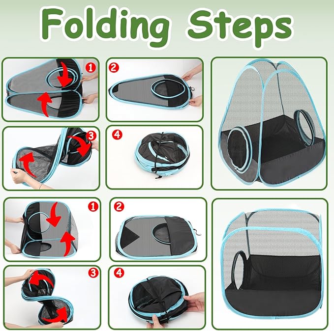 YUEPET Outdoor Guinea Pigs Playpen with Tunnel Pop up Bunny Enclosure Portable Cube Tent Collapsible Small Animal Playpen for Rabbit Guinea Pig Ferret Hamster Kitten Puppy Exercising Hiding Playing