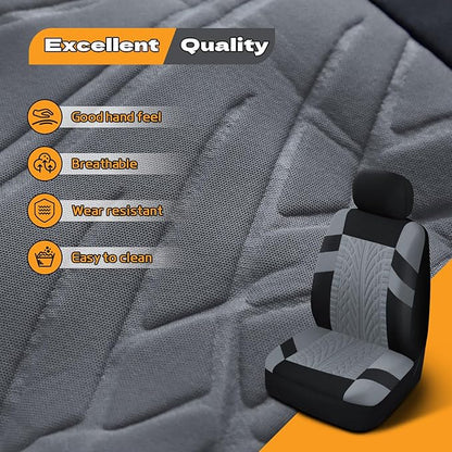 2PCS Car Front Seat Cover with 2 Headrest Covers, Breathable Waterproof Seat Covers for Front Seats, Universal Seats Cover Protector Car Accessories for Most Vehicles (Gray)