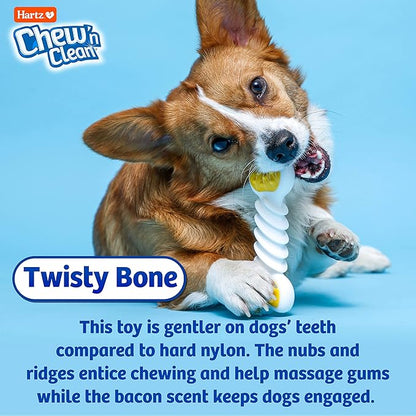 Hartz Chew ‘n Clean Twisty Bone Dog Chew Toy, Bacon Scented for Moderate Chewers, Extra Small (Pack of 2)