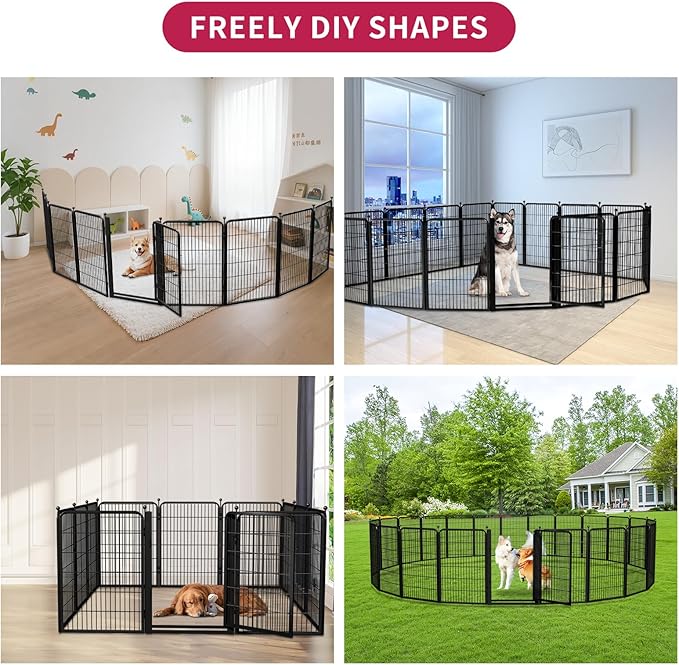 Dog Playpen Outdoor, 40 inch 36 Panels Dog Fence with Extra Wide Gate No-Tripped Pet Playpen Rustproof Dog Pen Indoor Puppy Playpen for Temporary Containment Portable Pet Fence for RV Camping