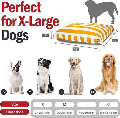 Majestic Pet Stripes Rectangle Large Dog Bed Washable – Non Slip Comfy Pet Bed – Dog Crate Bed with Removable Washable Cover – Dog Kennel Bed for Sleeping, Polyester Fiber, X-Large, Yellow