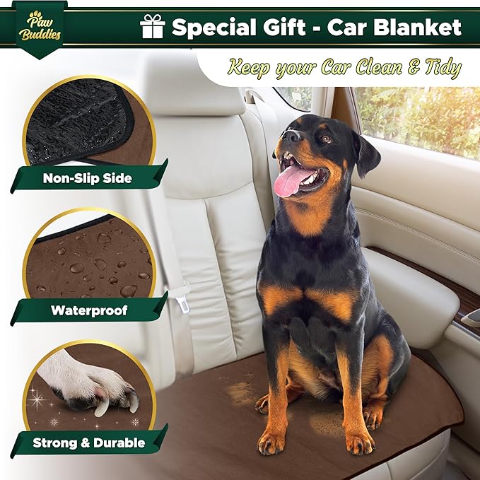Paw Buddies Premium Waterproof Blanket 80"x90" Velvet-Feel Reversible Throw – Leakproof, Machine Washable Bed & Sofa King Size Protector for Couples, Pets & Travel + Bonus Small Blanket