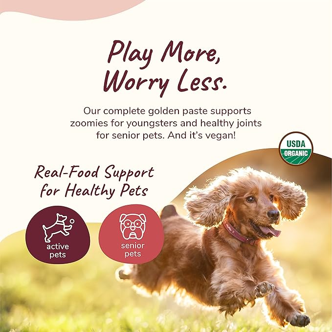 kin+kind Hip and Joint Supplement for Dogs & Cats – Vet Formulated Natural Joint Support with Organic Turmeric, Black Pepper & Coconut – Dog Essentials & Cat Essentials – Made in USA – 4 oz (Medium)