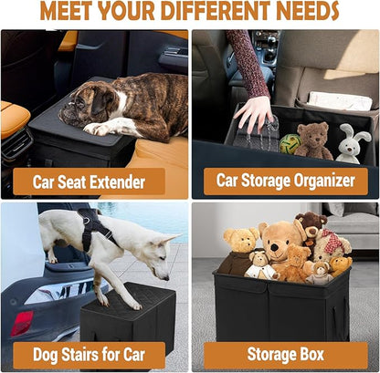 Car Seat Extender for Large Dogs, Back Seat Extender for Dogs up to 120 LBS Large Dog Extender with Storage Car Organizer Gap Filler for Front or Back Seat