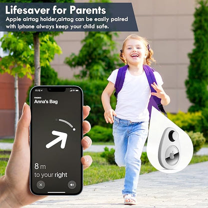 for Airtag Holder for Kids Hidden 4 Pack GPS Tracker Case, Anti-Removal for Airtag Silicone Case with Pins, Suitable for Children, Elderly, Pets, Backpack, Luggage(White, Blue)