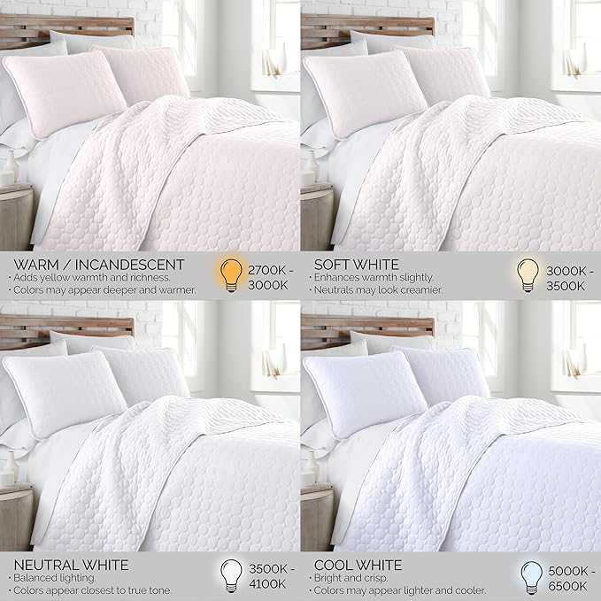 Southshore Fine Living, Inc. White Quilts Queen Size Set, Lightweight Summer Bedspread with 2 Quilted Pillow Shams, Cozy, Soft Circle-Stitch Design, Queen Size/Full Size, White
