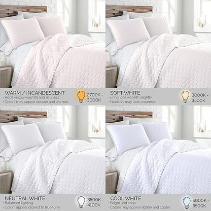 Southshore Fine Living, Inc. White Quilts Queen Size Set, Lightweight Summer Bedspread with 2 Quilted Pillow Shams, Cozy, Soft Circle-Stitch Design, Queen Size/Full Size, White