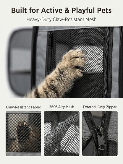 UWE Extra Large Small Animal Playpen, XL Portable Pet Playpen for Rabbit, Kitten, Guinea Pig, Hamster, Puppy – Waterproof Foldable Mesh Tent with Zipper Cover, Indoor Outdoor Use, Dark Grey