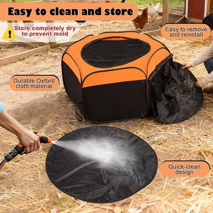 Brooder Box for Chicks, Pop-Up Chicken Brooder Playpen with Dual Doors, Mesh Top Cover & Waterproof Mat, Portable Chick Enclosure for Baby Chicks, Ducks & Quail, Holds Up to 15 Chicks