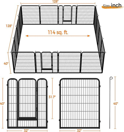 Yaheetech Dog Playpen Indoor, Extra Wide Outdoor Dog Fence Foldable Pet Puppy Exercise Pen for Yard/Garden/RV Camping, 16 Panels 40 Inch Height x 32 Inch Width