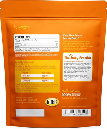 Zesty Paws Flavored Soft Chews - Calming for Dogs Anxiety Composure Relief with Ashwagandha Melatonin Chamomile Passionflower Dog Stress Separation Aid for Fireworks and Thunder 10 oz…