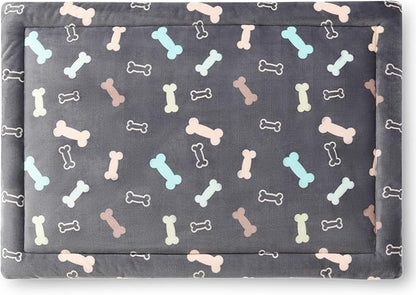 Allisandro Lightweight Waterproof Dog Bed Pad, 1.5" Thick Travel Mat for Crates, Kennels & Elevated Beds, Washable Non-Slip Sleeping Mat for Small to Large Dogs, 36 x 23 Inches, Grey Bone