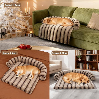 WATANIYA PET Medium Dog Couch Bed, Fluffy Washable Couch Protector for Dogs with Removable Cover, Non-Slip Dog Sofa Bed, 35x31 Inch, Brown