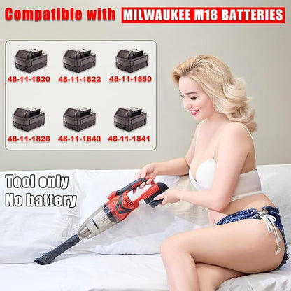 Cordless Vacuum Cleaner Compatible with Milwaukee Battery,Wireless Handheld Vacuum Cleaner for Home, Boat, Workshop, Pet Hair, Furniture Cleaning(Tool Only No Battery)