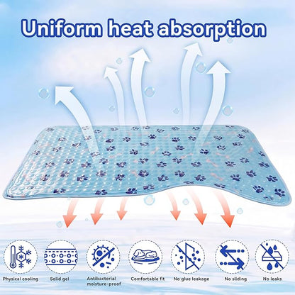 Pet Cooling Gel Pad with Patent Technology, 44in Dog Cooling Mat for Summer, Self Cooling Mat for Large/Medium/Small Dogs, Non-Slip Waterproof Durable Mat for Dog Beds, Car, Indoor & Outdoor Use