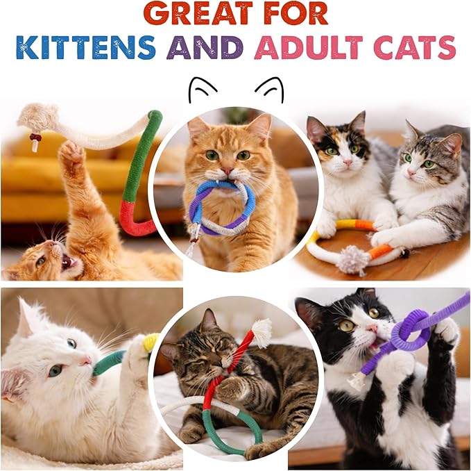 Jozy Cat Chew Rope - 4Pcs Cat Chew Toy with Refillable Natural Catnip - Interactive Kitten Teething Toys for Indoor Kittens - Bite Resistant Cotton Chew Rope Toys for All Breeds (19.6 Inches)