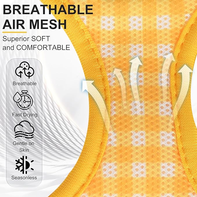 AIITLE Easy Walk Dog Vest Harness and Leash Set, Pet Supply No Pull, Breathable Mesh, Reflective Stripes, Adjustable Escape Proof Pet Outdoor Harnesses for Medium Dogs Yellow L