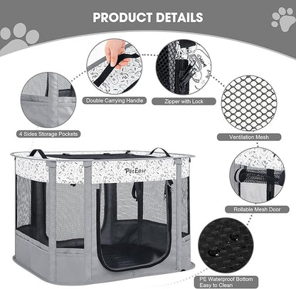 Portable and Foldable Cat Playpen Dog Playpen Small Animal Playepn with Waterproof Bottom, Foldable Pet Cage for Rabbit Puppy Hamster, Indoor/Outdoor Use