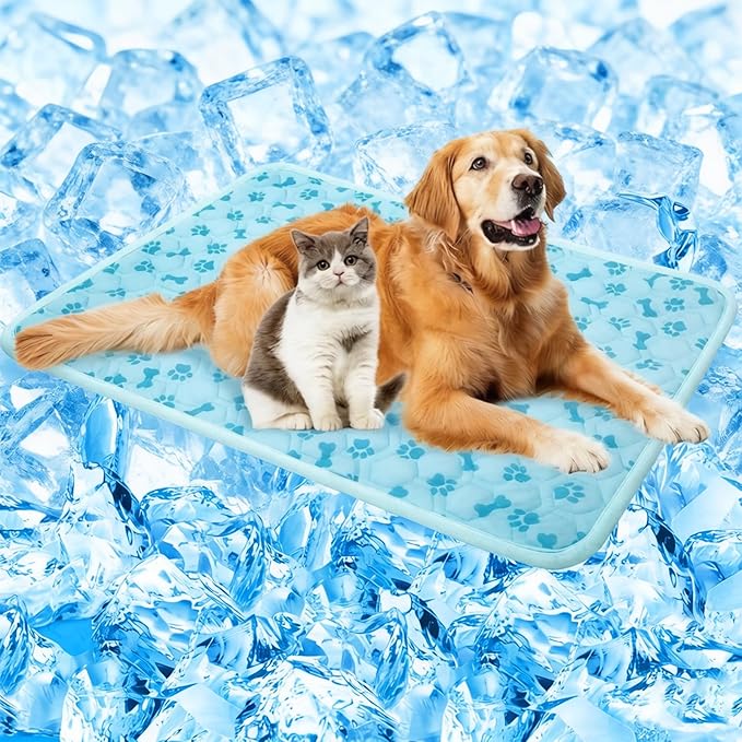 SHEJIZE Dog Cooling Mat Outdoor Cooling Pad for Dogs (Not Water-Filled), Washable Dog Crate Pad with Q-Max>0.4 Instant Chill, Pet Cooling Mat for Large Breeds, Portable for Dog Crate Mat/Car/Yard
