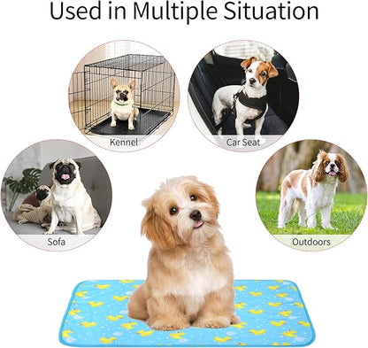 NACOCO Summer Pet Cooling Mat - Cat Dog Cushion Pad Sleeping Cool Ducks Comfortable Soft for Pets Kids and Adults (Blue Duck, M)