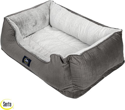Serta Orthopedic Cuddler Dog Bed for Pets – Slate Gray (X-Large)