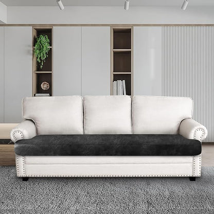 ANARACHON Leather Look Couch Cushion Covers Sofa Seat Slipcovers Sets Couches Furniture Protector for Sectional Armchair Loveseat Pets Kids Stretch Spandex Fabric (1 T-Cushion Sofa, Dark Grey)