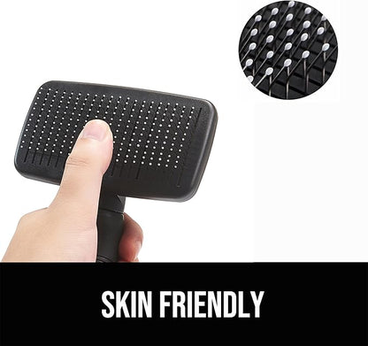 Self Cleaning Slicker Brush for Dogs& Cats, Skin Friendly Grooming Brush for Shedding Long&Short Haired Dogs& Cats, Deshedding Pet Supplies Accessories,Black
