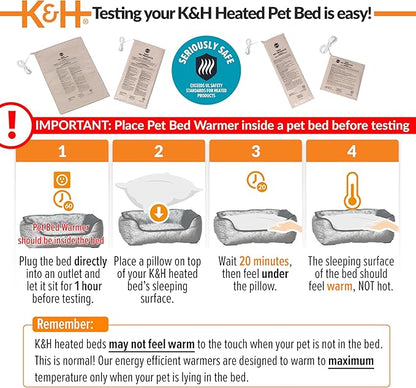 K&H Pet Products Pet Bed Warmer, Turn Any Pet Bed Into a Heated Cat or Dog Bed, Waterproof Indoor Heated Warming Pad Insert, Automatic Temperature, Safety Listed - Large 23.75 X 11in Tan