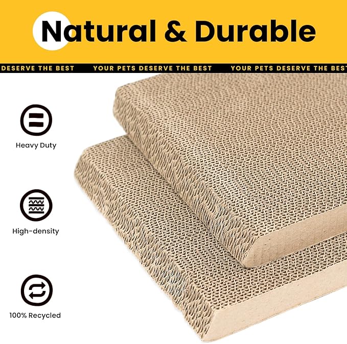 Conlun A-Frame Cat Scratchers for Indoor Cats, Wood Frame & Recycled Cardboard Scratch Pad, Dual-Sided Vertical Horizontal Scratching Board, Space-Saving Furniture Protector for Sofa Walls, Medium