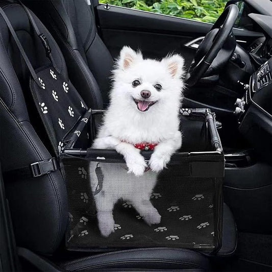 GENORTH Dog Car Seats for Small and Medium Dogs,Portable Puppy/Pet Car Booster Seat with Clip-On Leash and Mesh Window for Pet Up to 20 lbs