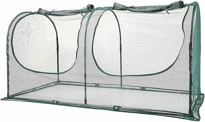 Portable Chicken Run Hen Coop,Walk-in Poultry House,Outdoor Gardening Net,Easy-up Small Animals Enclosure for Protecting Pet and Plant with Metal Frames and 10 Stakes in Backyard and Farm