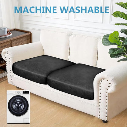 ANARACHON Leather Look Couch Cushion Covers Sofa Seat Slipcovers Sets Couches Furniture Protector for Sectional Armchair Loveseat Pets Kids Stretch Spandex Fabric (2 Cushion Sofa, Dark Grey)