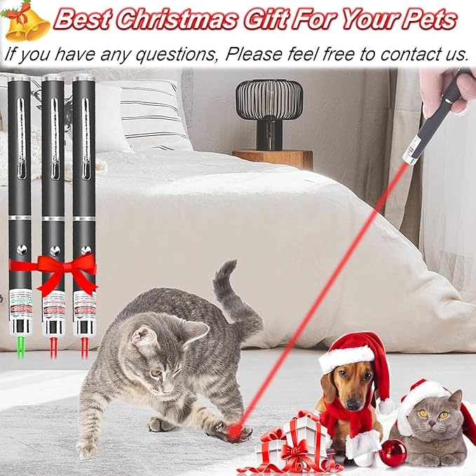 MEUSNO 3 Pack Cat Laser Pointer Toy, Red Green Cat Laser Pointer for Cats Dogs Indoor Chaser Cats Dog Pet Laser Toy Laser Light Pointer, Small Laser Pet Toy Geese Deterrent