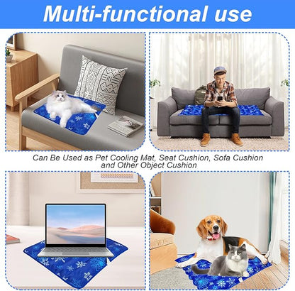 Dog Cooling Mat, 29.5" x 29.5" Cooling Mat for Dogs and Cats, Suitable for All Types of Pets, Durable Cooler Fabric for Better Cool Sensation, Keeping Pets Cool in Summer Heat (Snowflake)