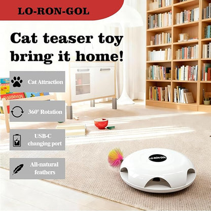 Interactive Whack-a-Mole Cat Toy — Automatic Mushroom Feather Pop-Up Play Toy for Cats, Cognitive Stimulation & Exercise, Durable Pet Entertaining Game (White)