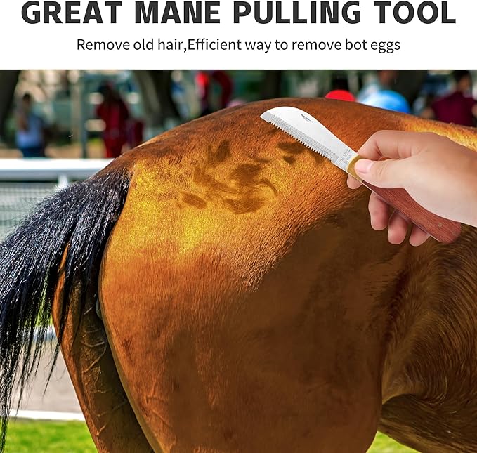 Hand Stripping Tools for Horse Dog Grooming Shedding Blade Stripping for Horse Bot Eggs,Right Handed Fold Up Design