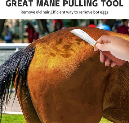 Hand Stripping Tools for Horse Dog Grooming Shedding Blade Stripping for Horse Bot Eggs,Right Handed Fold Up Design