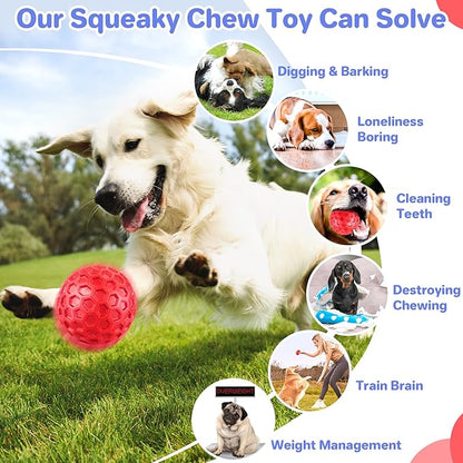 DISSKNIC Indestructible Squeaky Dog Balls for Aggressive Chewers, Interactive Dog Toys for Aggressive Chewers for Relieving Anxiety, Dog Chew Toy Balls for Small Medium Large Dogs, Outdoor Dog Toys