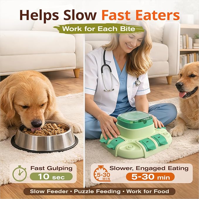 KADTC Dog Puzzle Toy, 2 Levels of Challenge, Push-to-Release Treat Dispenser, Slow Feeder & Mental Stimulation Enrichment Toy for Small Medium Large Dogs